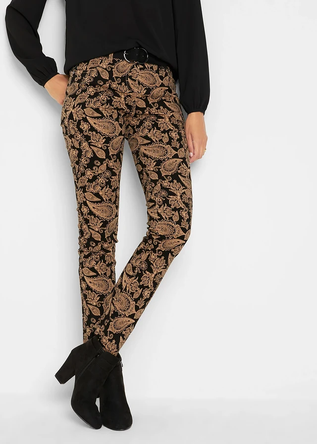 Pantalon extensible imprimé, Couleur: noir paisley