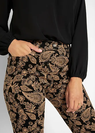 Pantaloni stretch cu imprimeu • negru paisley • magazin bonprix