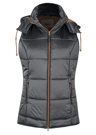 Gilet sans manches matelassé à capuche amovible, Couleur: gris fumée