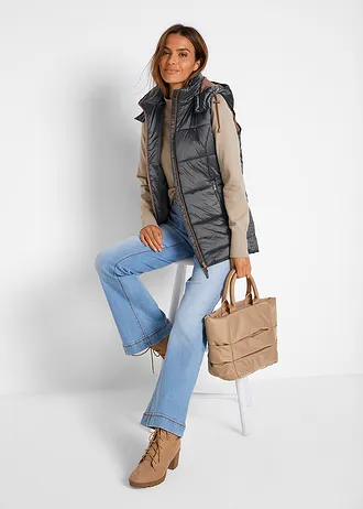 Bodywarmer met afneembare capuchon, Kleur: rookgrijs