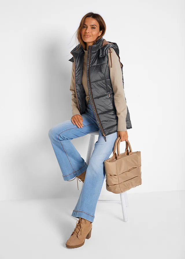 Gilet sans manches matelassé à capuche amovible • gris fumée • product-page.page-title-suffix