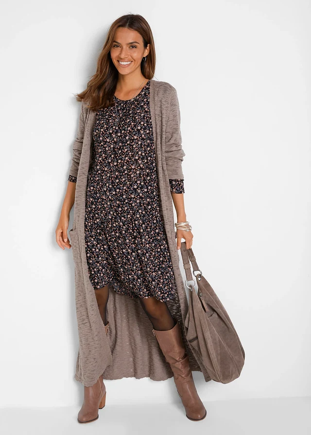 Robe en viscose fluide, Couleur: noir floral
