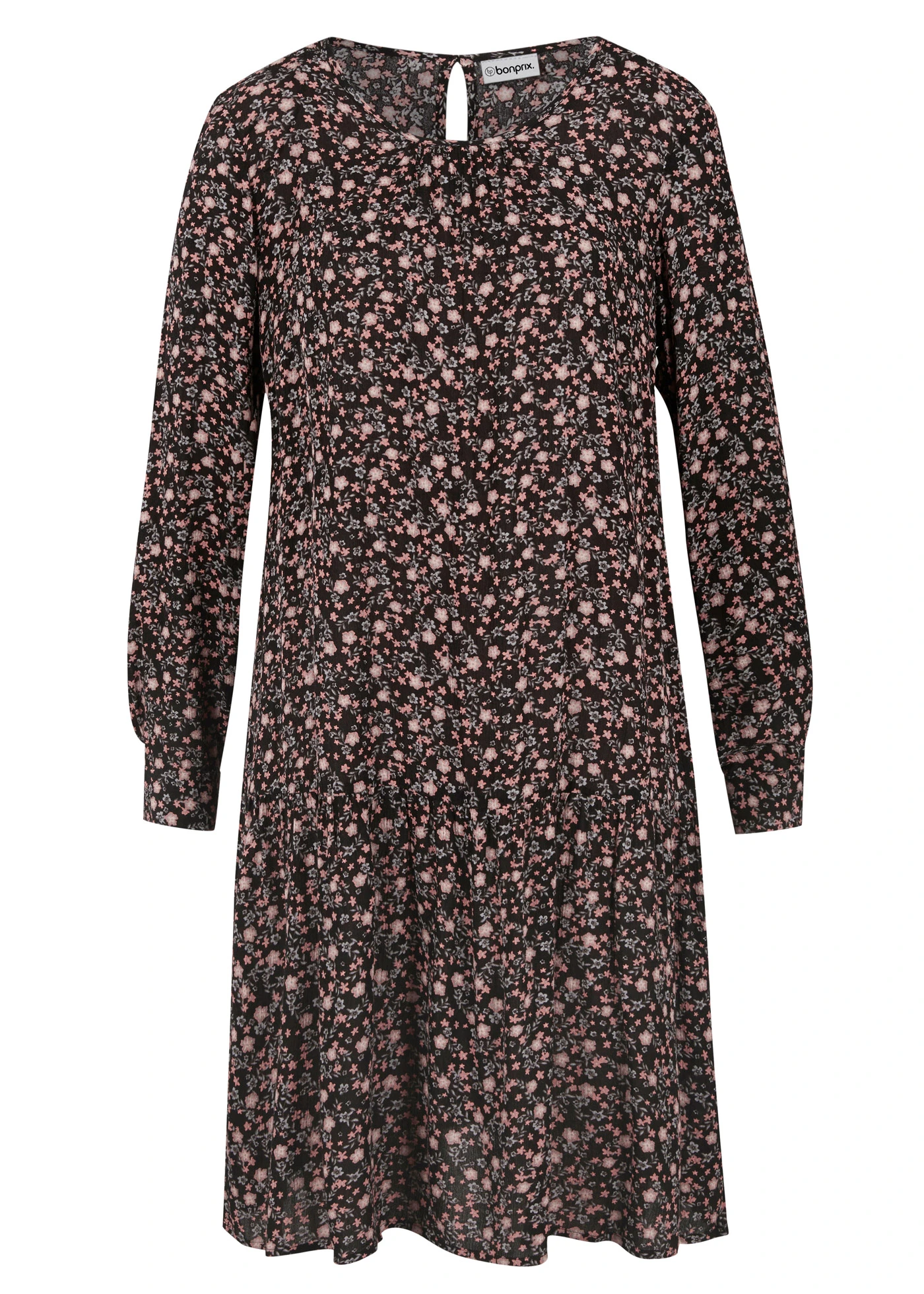 Šaty ze splývavé viskózy • černá s květy • bonprix obchod