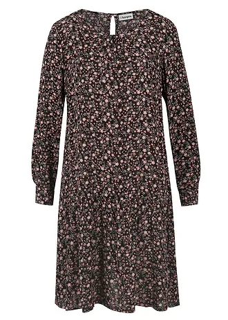 Šaty ze splývavé viskózy • černá s květy • bonprix obchod