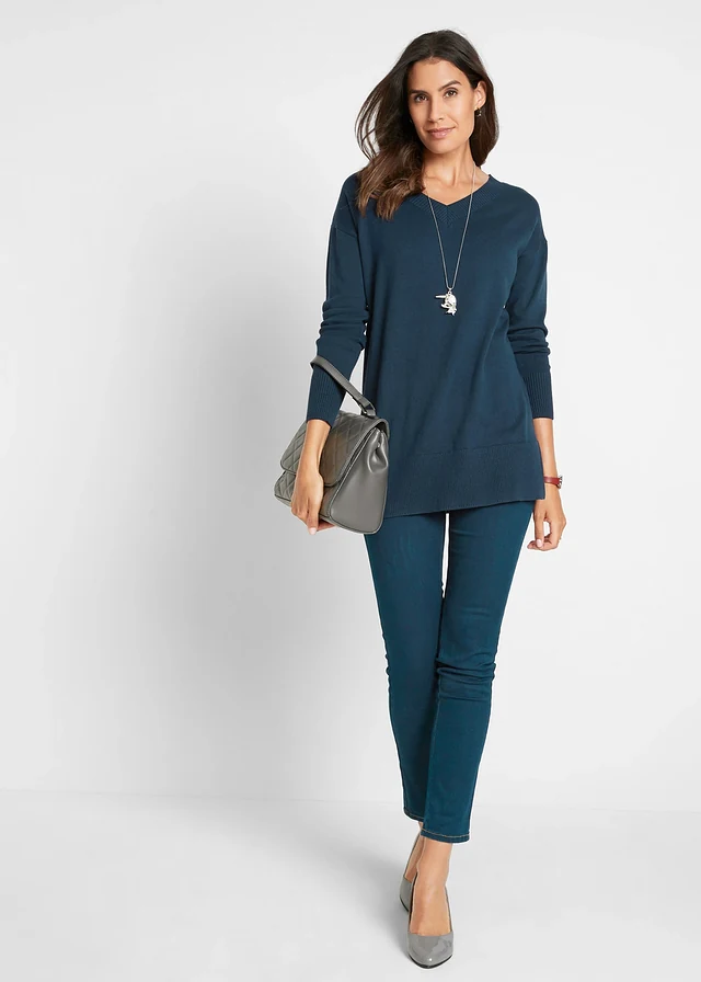 Pull long, Couleur: bleu foncé