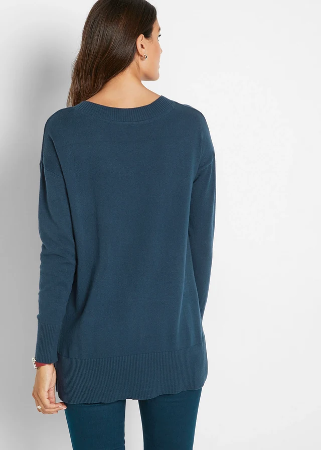 Pull long, Couleur: bleu foncé