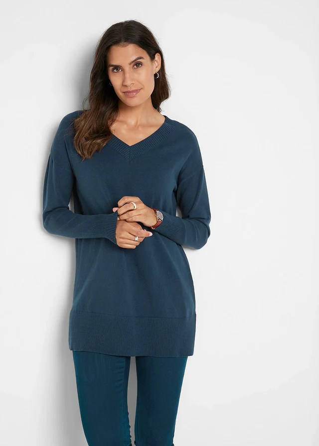 Pull long, Couleur: bleu foncé