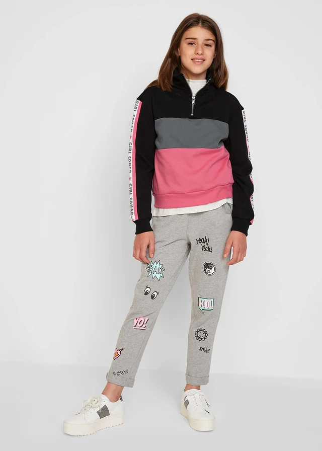 Pantalon sweat décontracté à imprimé BD • gris clair chiné • product-page.page-title-suffix