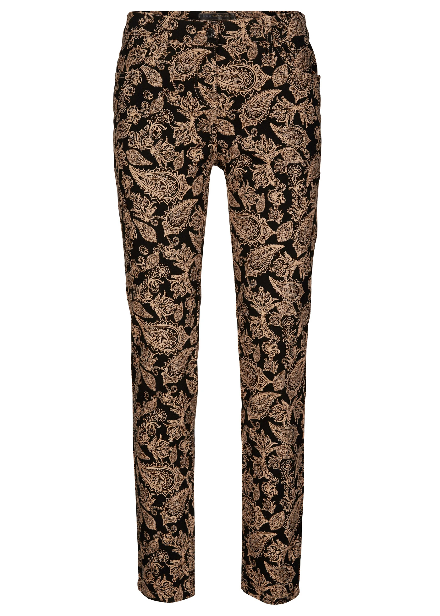 Stretch broek met print • zwart • bonprix online shop