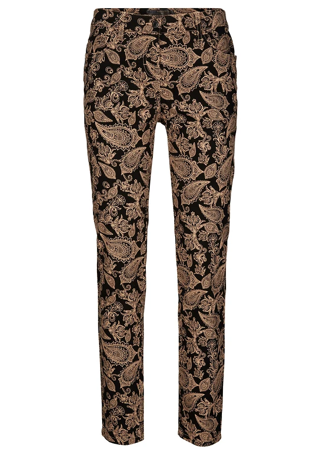 Pantalon extensible imprimé, Couleur: noir paisley