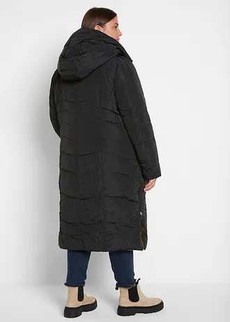 Lange gewatteerde jas, reversibel • zwart-cappuccino plus size • bonprix online shop