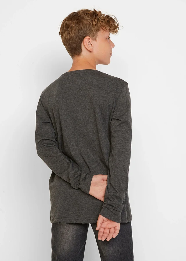 Lot de 2 T-shirts manches longues coton • anthracite chiné+bleu azur imprimé • product-page.page-title-suffix