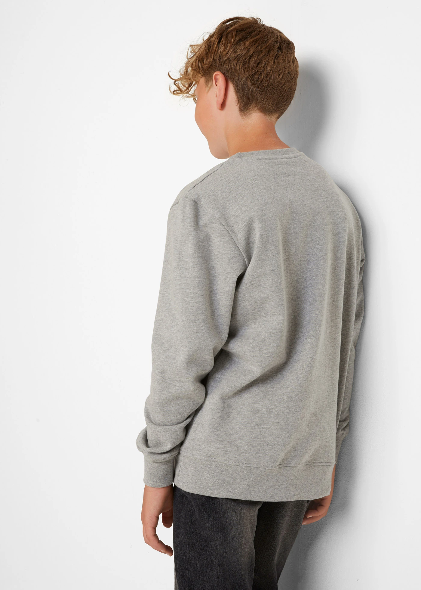 Jongens sweater (set van 2) • zwart - lichtgrijs gemêleerd print • bonprix online shop