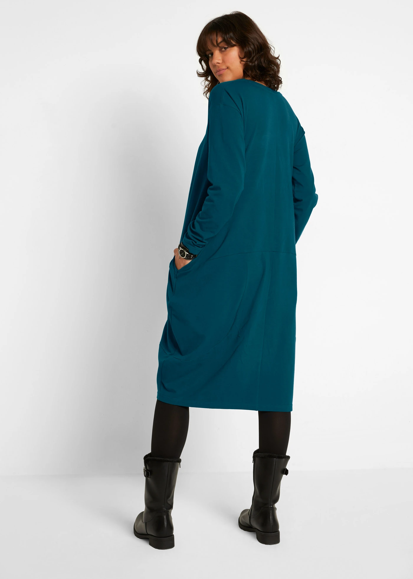 Jersey jurk in O-vorm • blauwpetrol • bonprix online shop