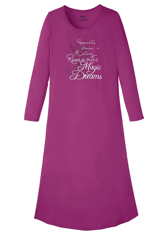 Chemise de nuit longue 100% coton • violet orchidée imprimé • Boutique bonprix