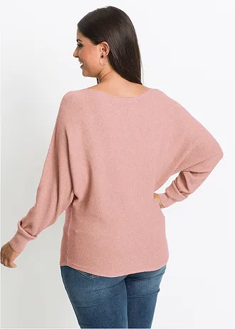Geribde oversized trui, Kleur: rosé gemêleerd
