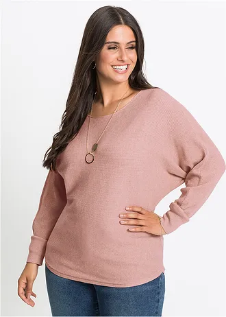 Geribde oversized trui, Kleur: rosé gemêleerd