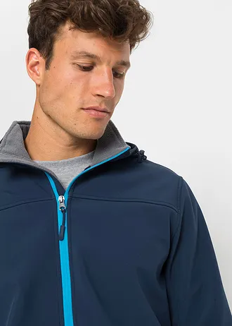 Softshellová bunda s kapucí • tmavě modrá • bonprix obchod
