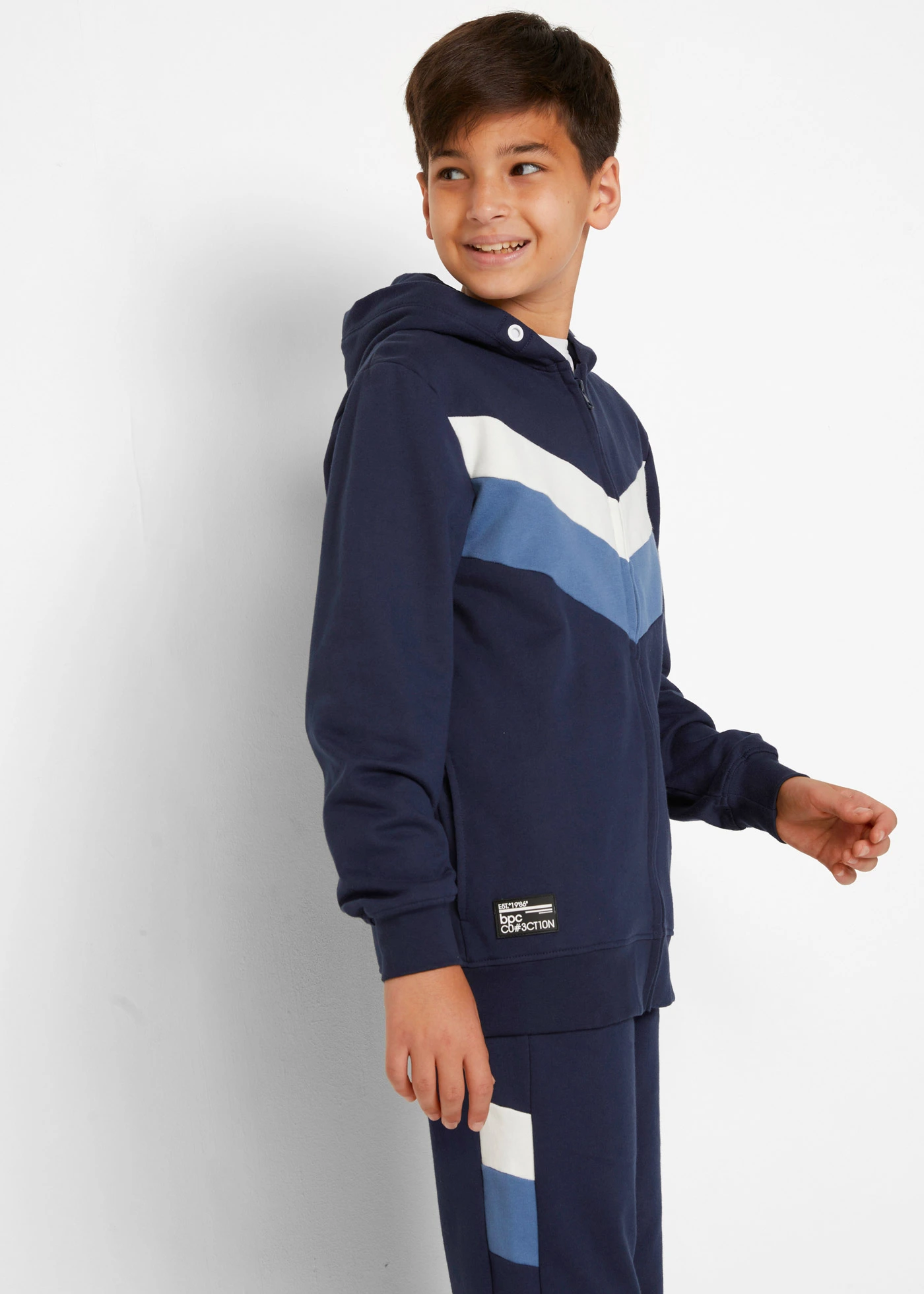 Sportovní souprava z čisté organické bavlny (2dílná souprava) • tmavě modro-džínově modro-přírodně bílá • bonprix obchod