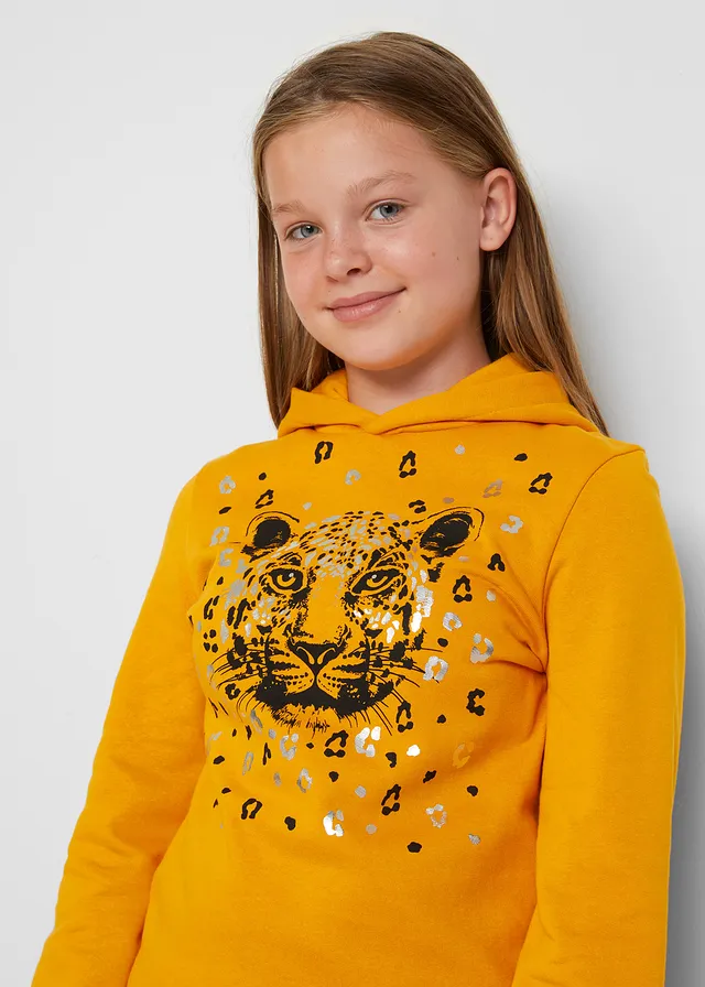 Meisjes hoodie van biologisch katoen • honingkleur • bonprix online shop