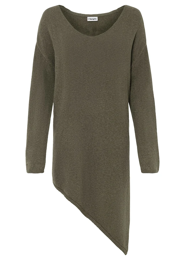 Pull asymétrique, Couleur: olive foncé