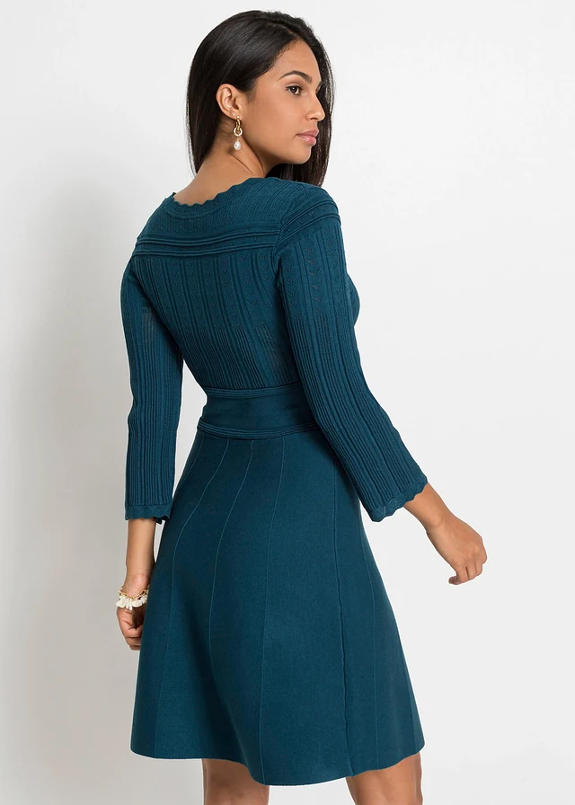 Robe en maille ajourée • bleu pétrole • product-page.page-title-suffix