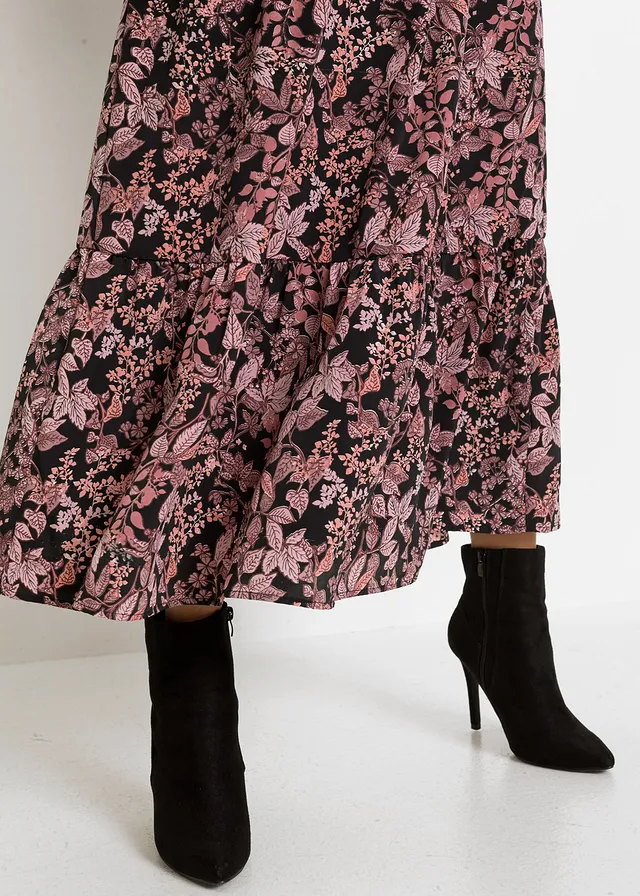 Gedessineerde maxi jurk • zwart-roze gebloemd • product-page.page-title-suffix