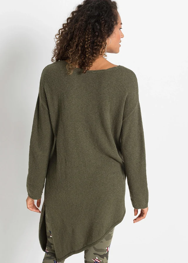 Pull asymétrique, Couleur: olive foncé
