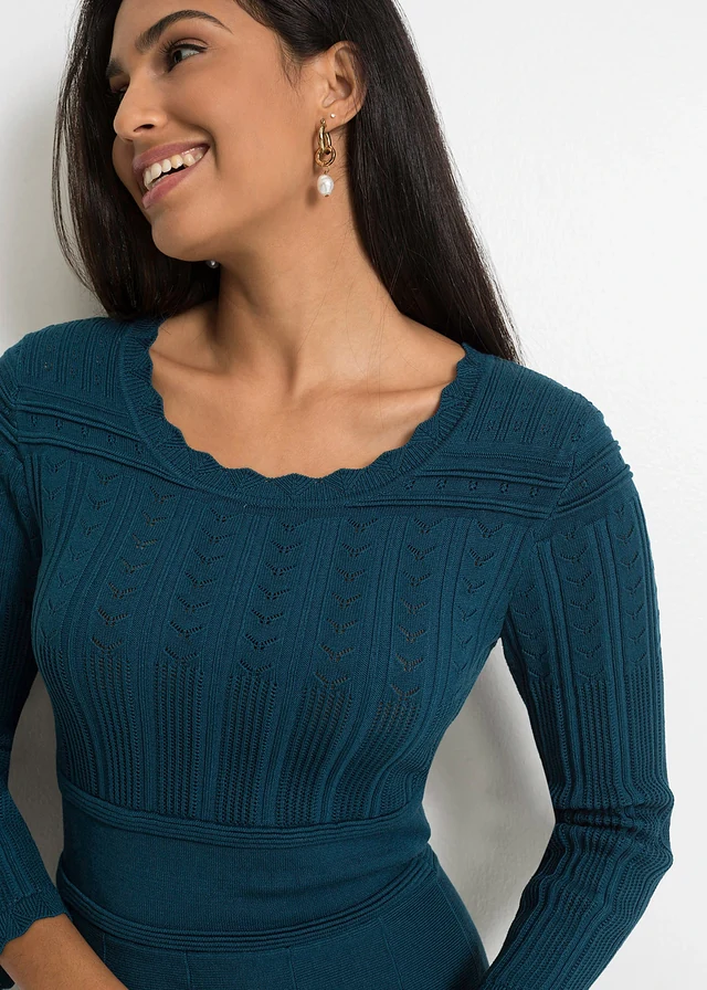 Robe en maille ajourée • bleu pétrole • product-page.page-title-suffix