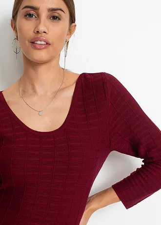 Robe douce en maille • rouge rubis - noir • Boutique bonprix