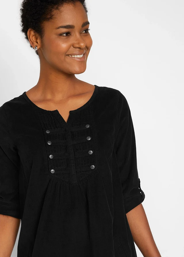 Robe-tunique en velours côtelé 100% coton • noir • product-page.page-title-suffix
