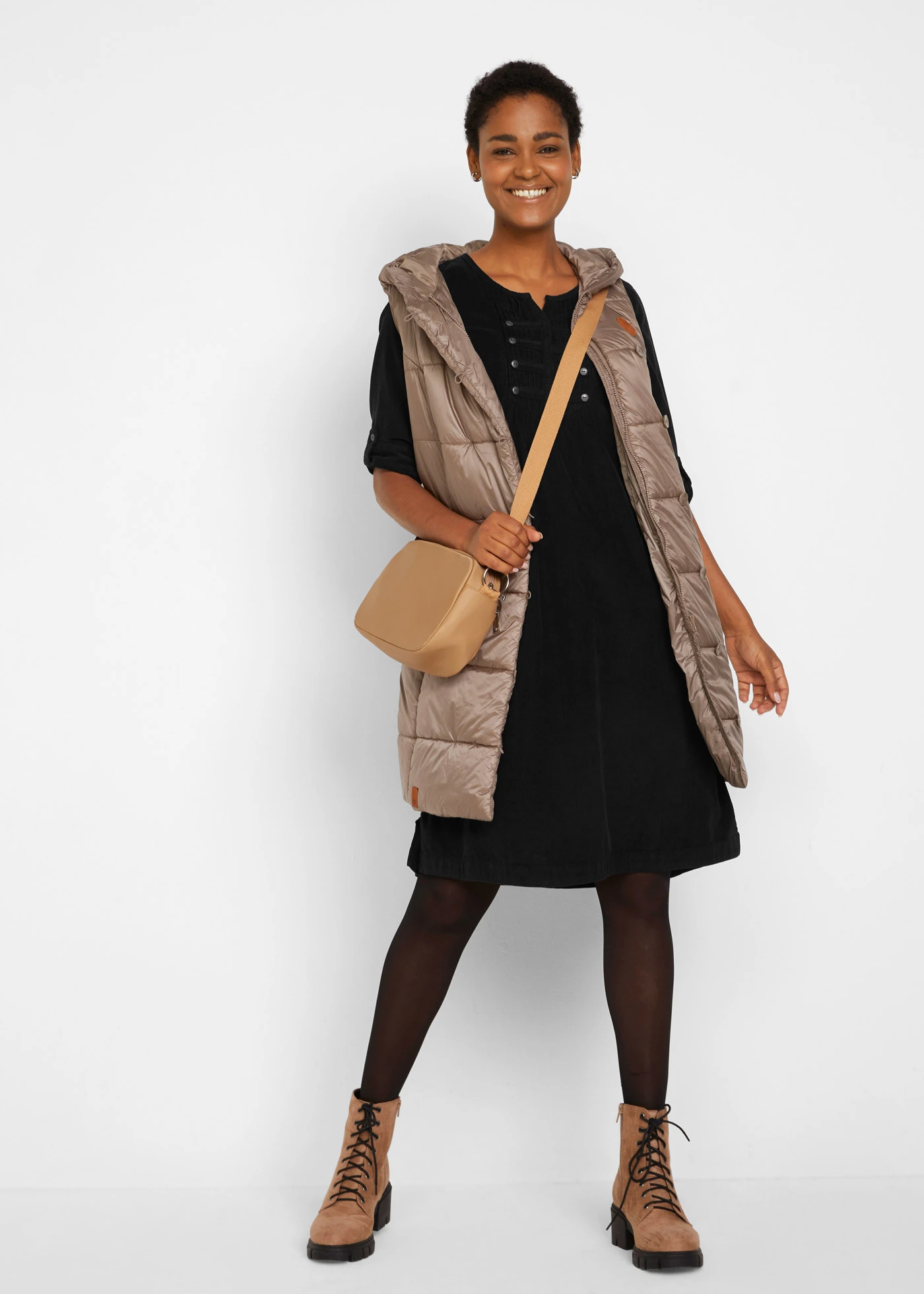 Corduroy blousejurk van puur katoen • zwart • bonprix online shop