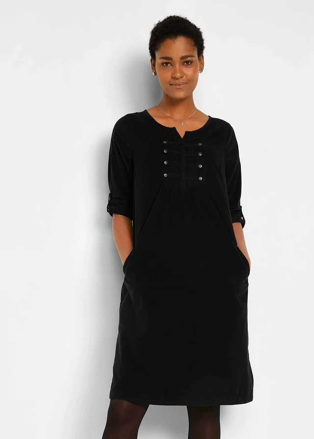 Robe-tunique en velours côtelé 100% coton • noir • product-page.page-title-suffix
