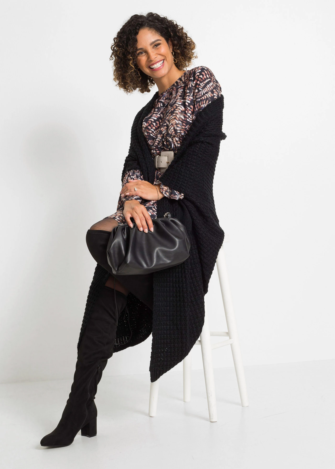 Lang vest • zwart • bonprix online shop