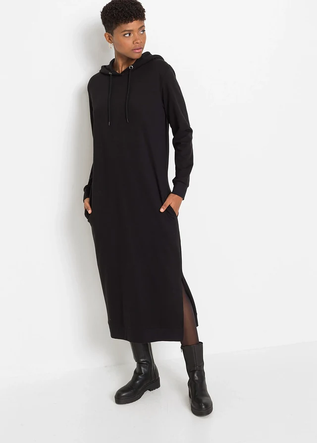 Robe sweat midi, Couleur: noir