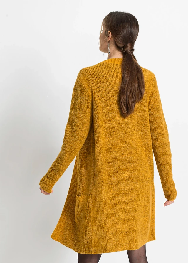 Gilet long en maille, Couleur: miel chiné
