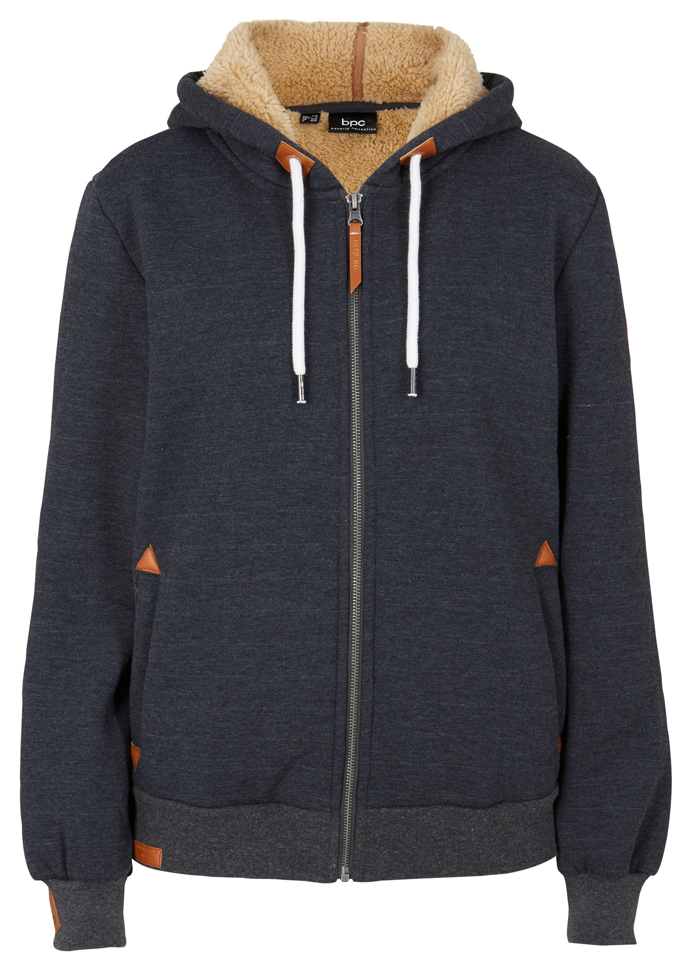 Sweatvest met capuchon en teddy voering • antraciet gemêleerd • bonprix online shop