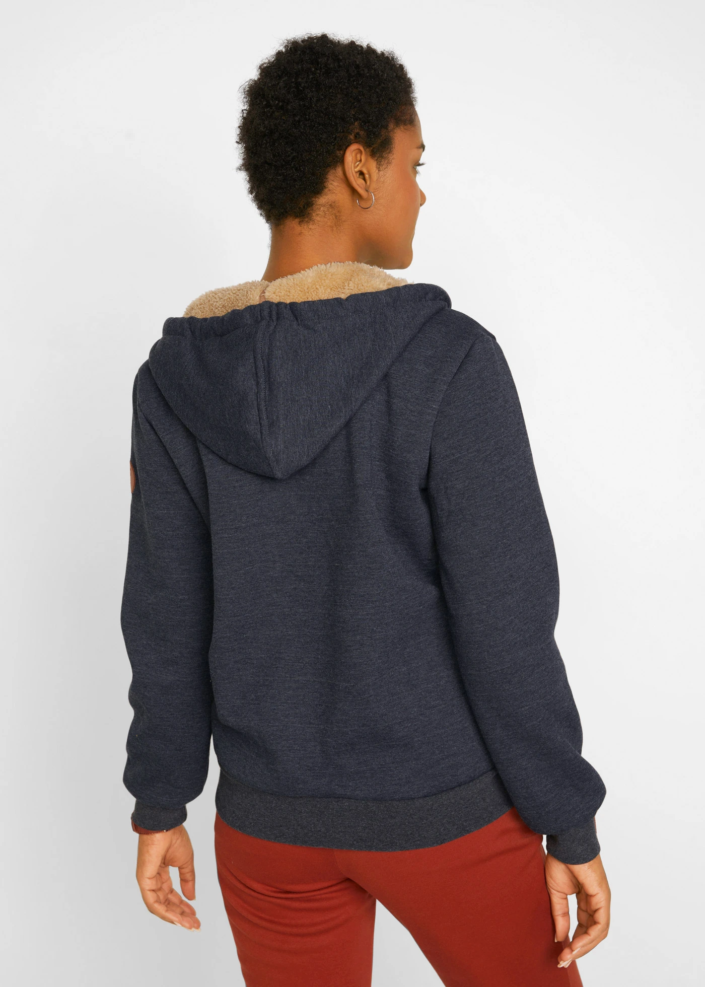 Sweatvest met capuchon en teddy voering • antraciet gemêleerd • bonprix online shop