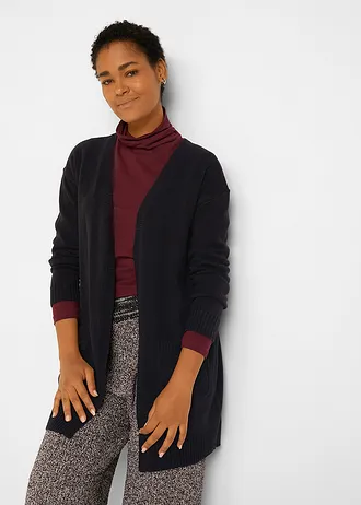 Dlouhý pletený kabátek, barva: černá