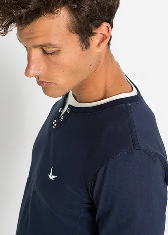 Bluză 2 în 1 cu mâneci lungi (set/2 buc.) • bleumarin/gri fumuriu • magazin bonprix