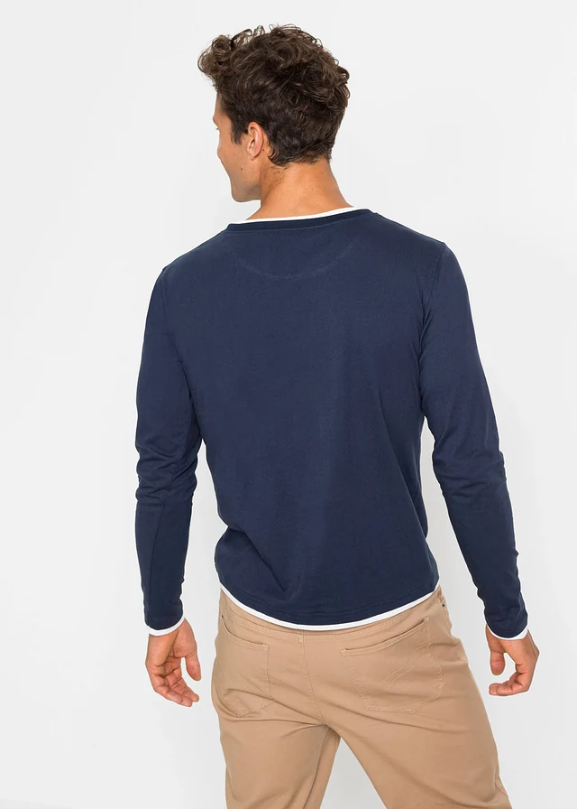 Lot de 2 T-shirts manches longues, style 2en1 • bleu foncé + gris fumé • product-page.page-title-suffix