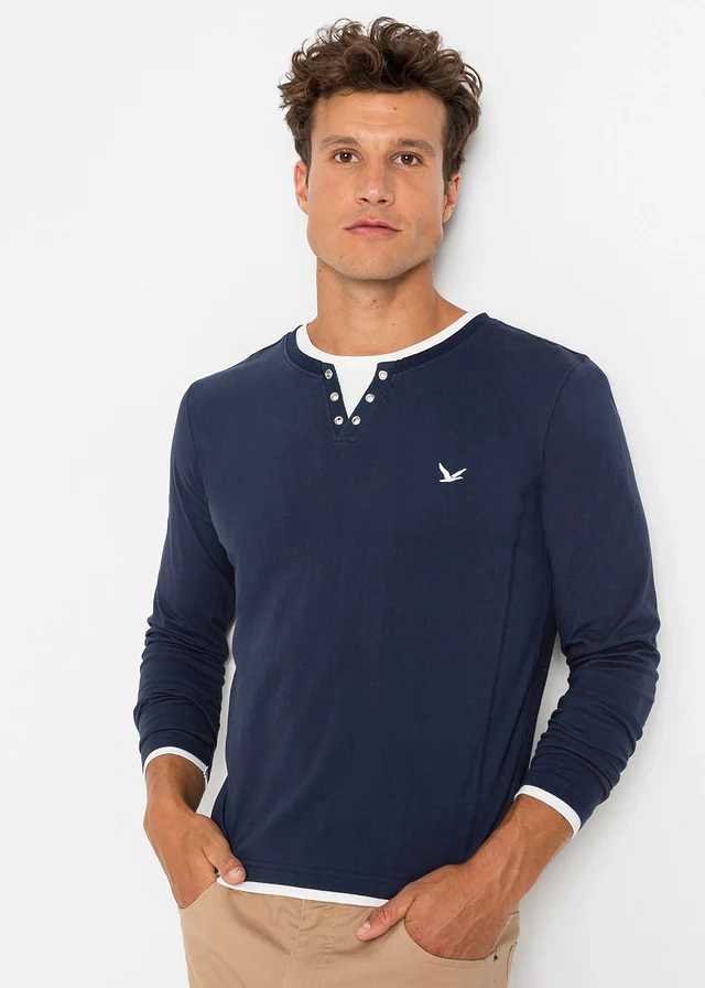 Lot de 2 T-shirts manches longues, style 2en1 • bleu foncé + gris fumé • product-page.page-title-suffix