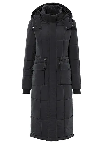 Winterjas met ritssluitingen opzij, Kleur: zwart