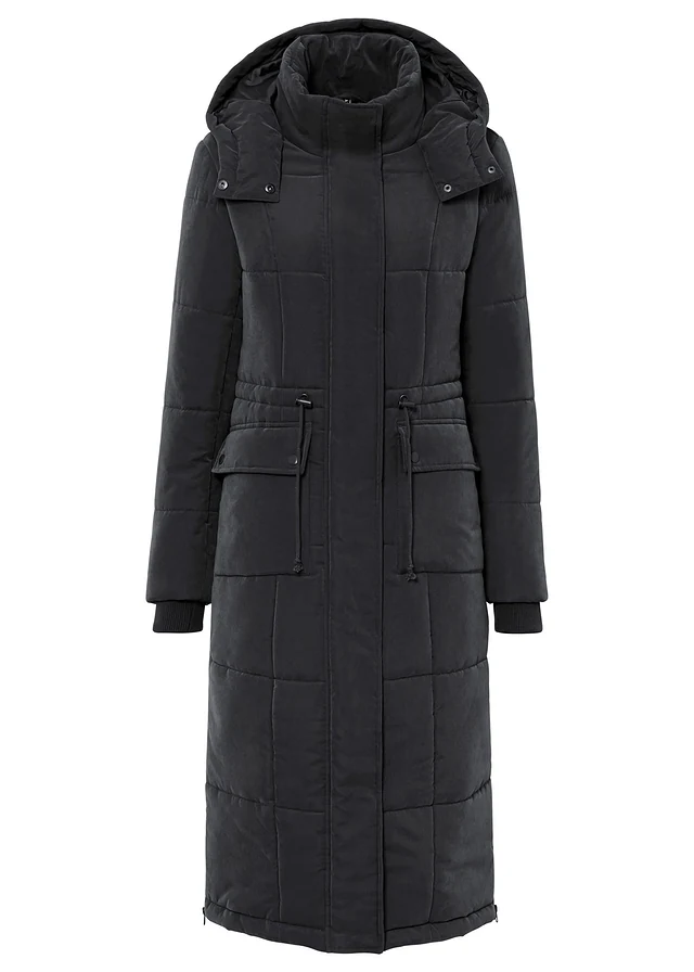 Manteau d’hiver avec fermetures zippées sur les côtés, Couleur: noir