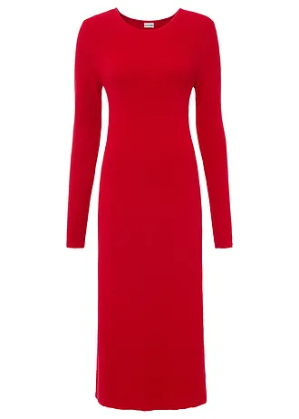 Gebreide jurk in een viscosemix • dieprood • bonprix online shop