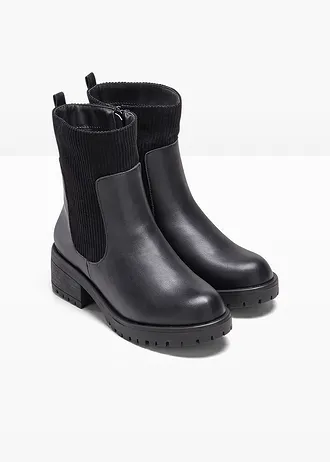 Cizme groase cu inserție de material reiat • negru • magazin bonprix