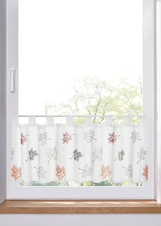 Valletje met geborduurde bladeren, Kleur: wit-donkergroen