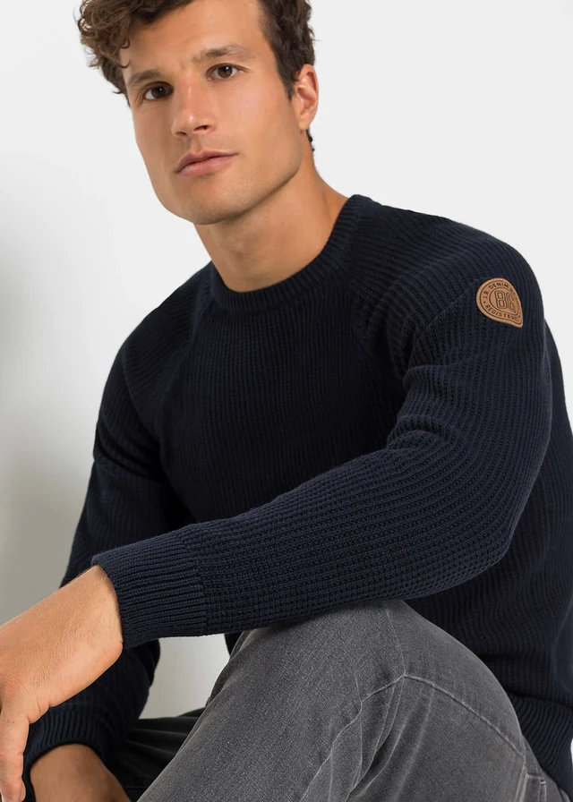 Pull en grosse maille avec coton recyclé • bleu foncé • product-page.page-title-suffix