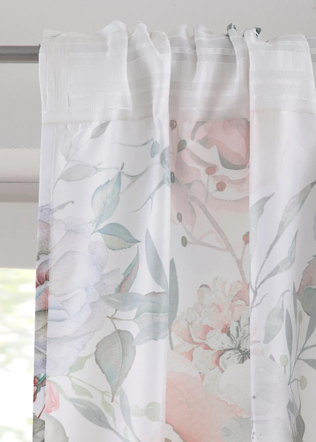 Rideau en microfibre à imprimé roses avec polyester recyclé (1 pce) • blanc crème • product-page.page-title-suffix