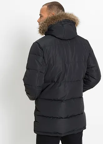 Parka d’hiver à capuche peluche et détails enduits • noir • Boutique bonprix